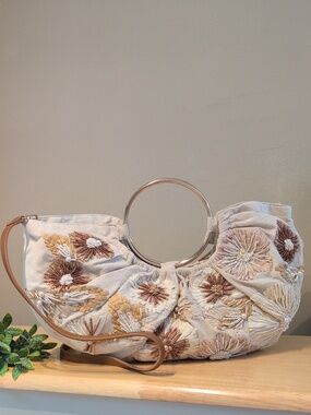 Anthropologie Women's Beaded Raffia Satchel